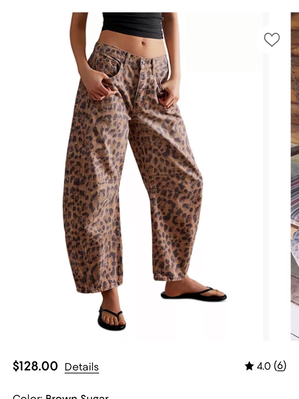 Free People We The Free Good Luck Leopard Barrel Leg Jeans in Brown Sugar